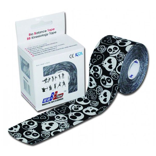 Кинезио тейп Bio Balance Tape 5см х 5м черный/черепа
