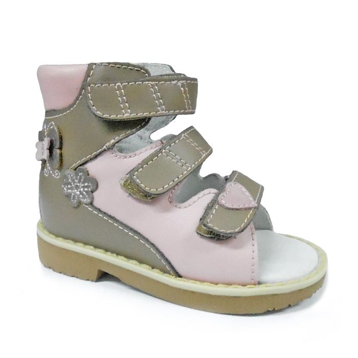 Сандали Ортек c высоким берцем для девочек 60331 св.коричневый/розовый/бабочка