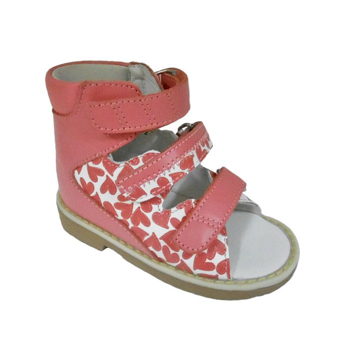 Сандали ОРТЕК c высоким берцем арт.60331KR коралловый/белый