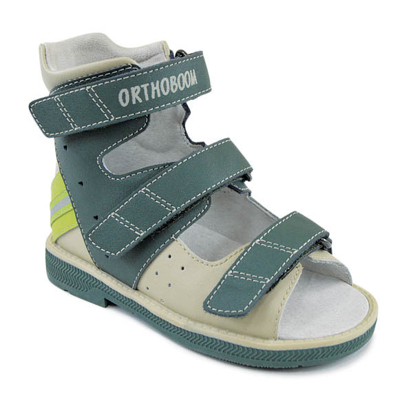 Сандали ортопедические Ортобум для мальчиков 71057-11 бежевый/изумрудный